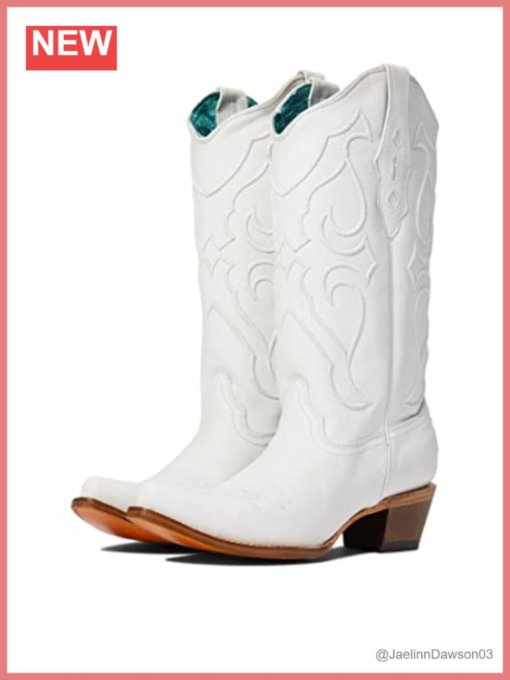 Western Leather Boots Snip Toe Embroidered Mid-Calf Pull On